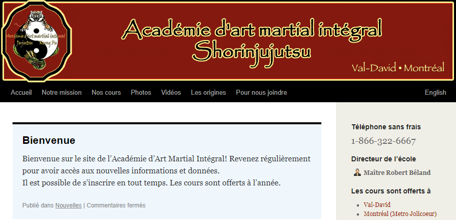 Académie D'Art Martial Intégral Shorinjujutsu en Ligne 