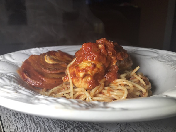 Poulet Farci au Fromage sur Spaghetti Sauce à la Viande 3
